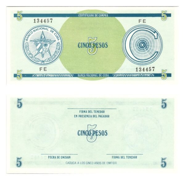 CUBA 5 pesos 1985 / Foreign Exchange Certificate / UNC