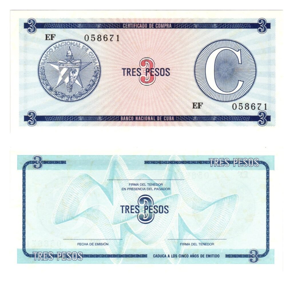 CUBA 3 pesos 1985 / Foreign Exchange Certificate / UNC