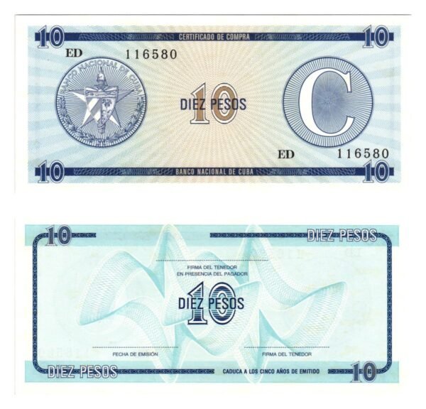 CUBA 10 pesos 1985 / Foreign Exchange Certificate / UNC
