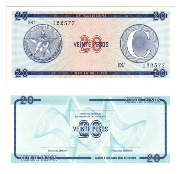 CUBA 20 pesos 1985 / Foreign Exchange Certificate / UNC