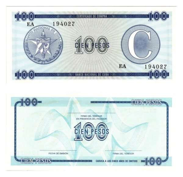 CUBA 100 pesos 1985 / Foreign Exchange Certificate / UNC
