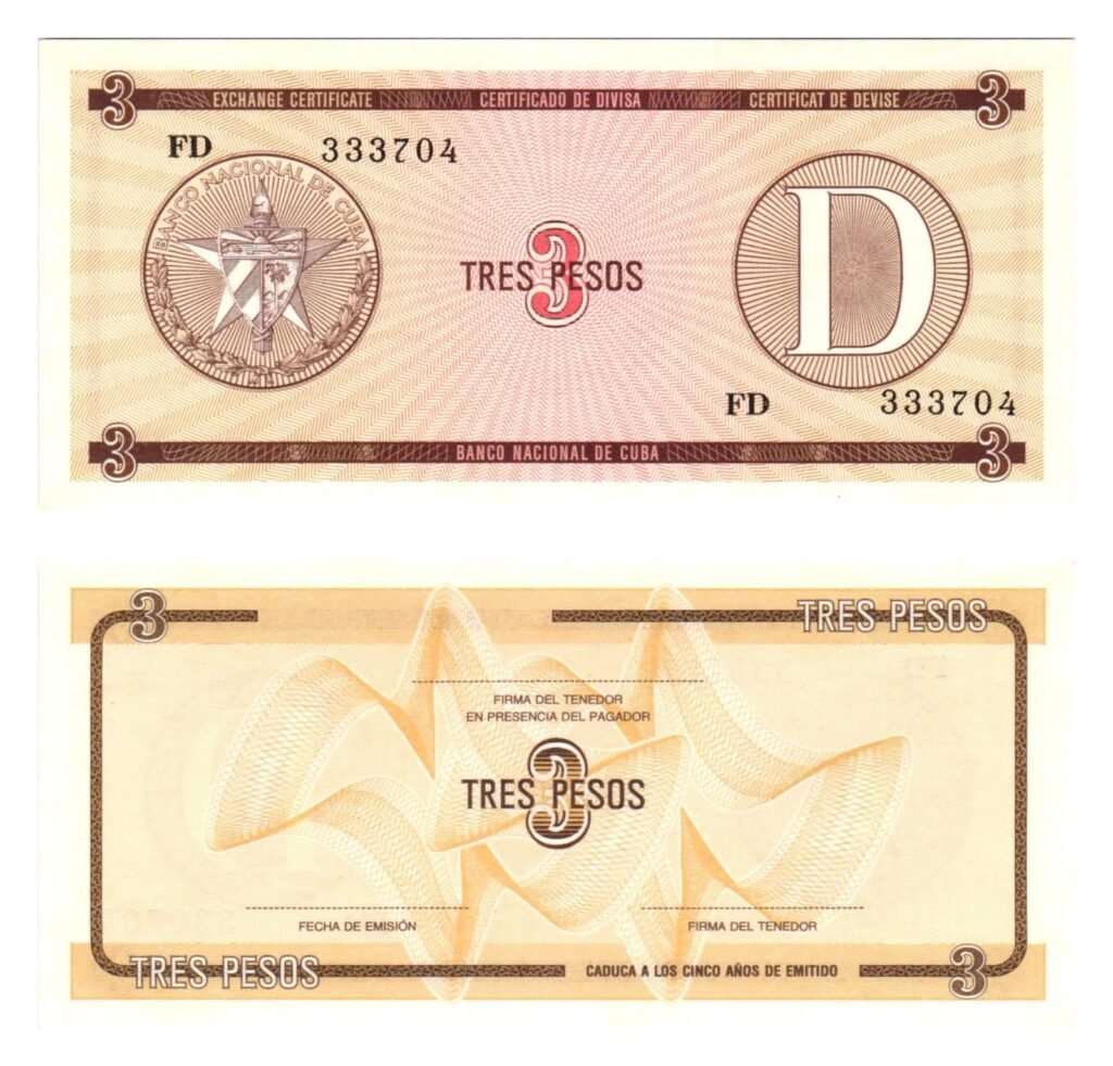 CUBA 3 pesos 1985 / Foreign Exchange Certificate / UNC
