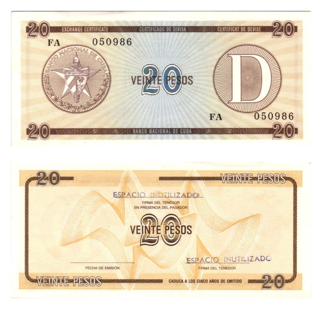 CUBA 20 pesos 1985 / Foreign Exchange Certificate / UNC