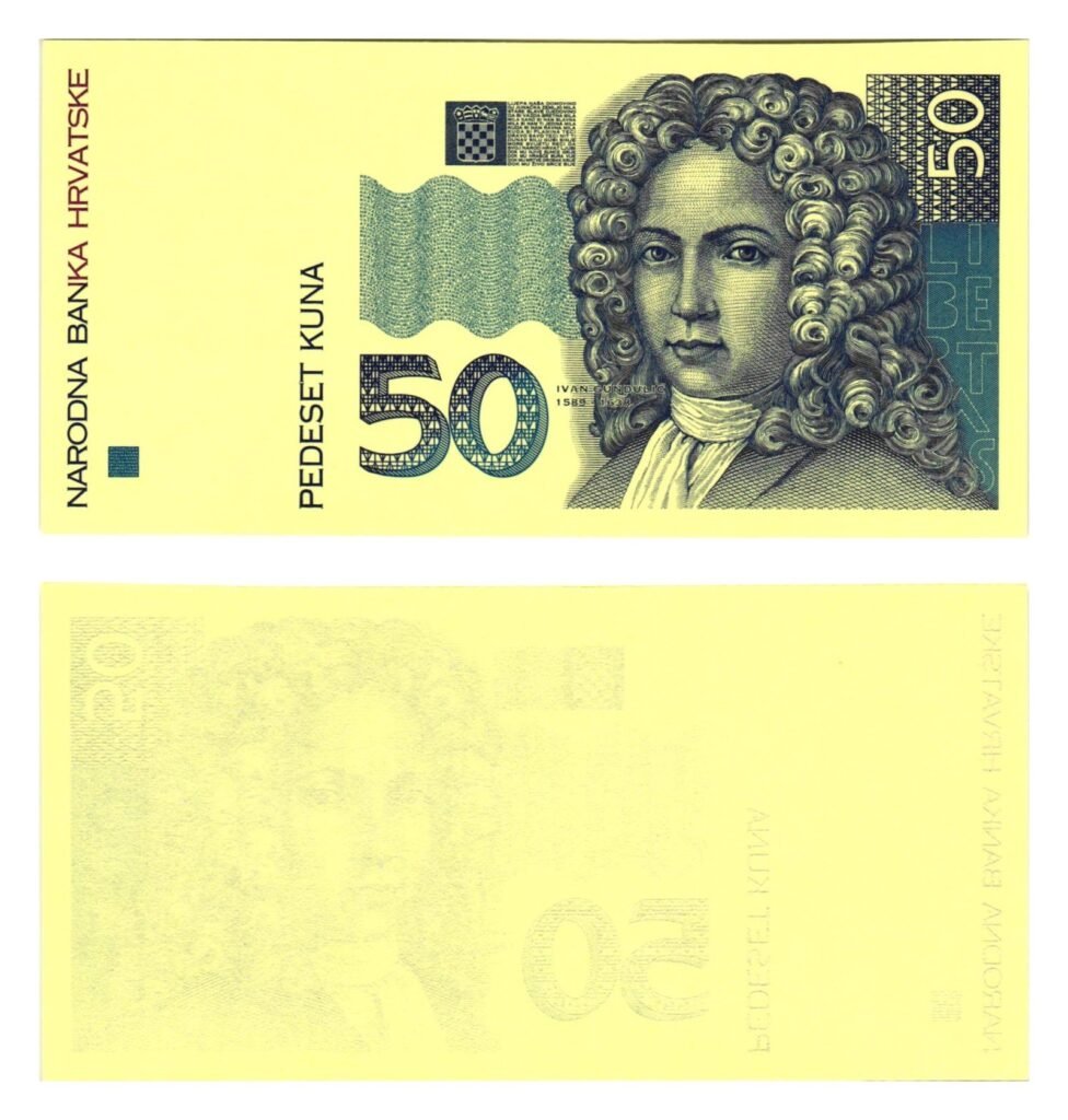 HRVATSKA 50 kuna 1993. / Proba tiska avers / UNC