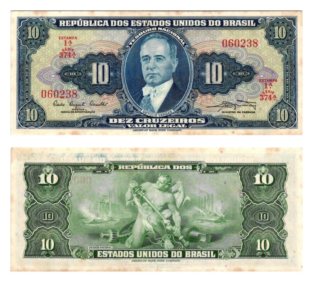BRAZIL 10 cruzeiros ND VF+
