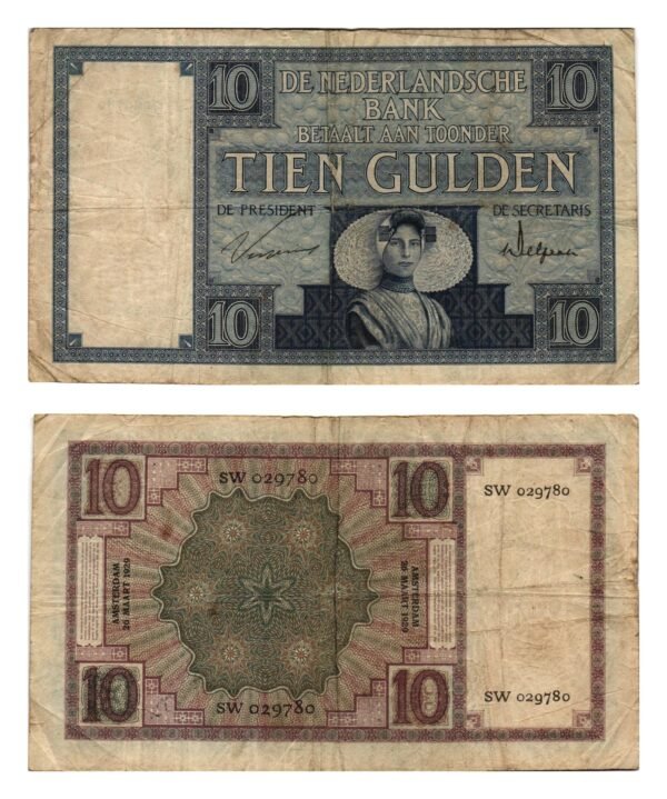 NETHERLANDS 10 gulden 1929 VF-
