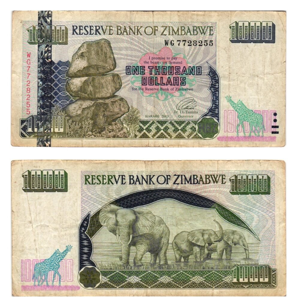 ZIMBABWE 1000 dollars 2003 F+