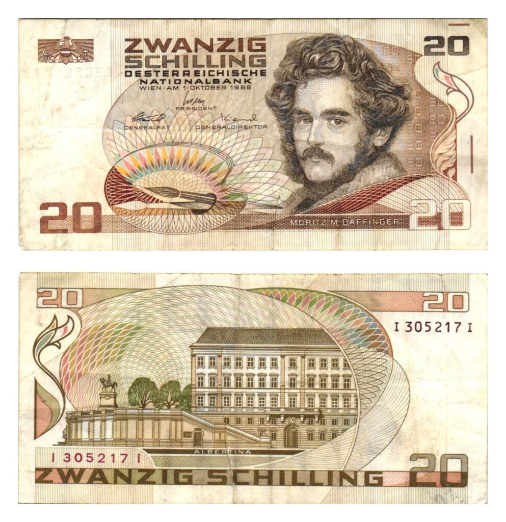 AUSTRIJA 20 šilinga 1986 / velika poderotina / F-