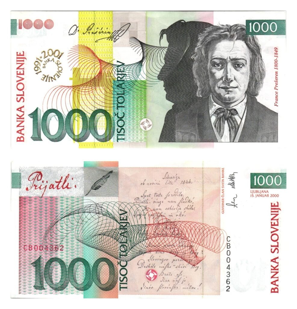 SLOVENIA 1000 tolarjev 2000 / Overprint BANKA SLOVENIJE 1991-2001 / UNC