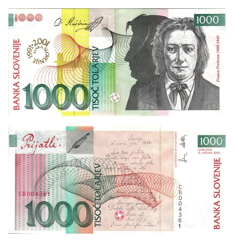 SLOVENIA 1000 tolarjev 2000 / Overprint BANKA SLOVENIJE 1991-2001 / UNC