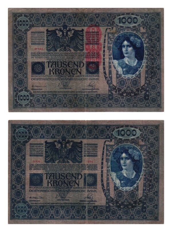 AUSTRIA 1000 kronen ND(1919) / Deutschösterreich overprint / VF