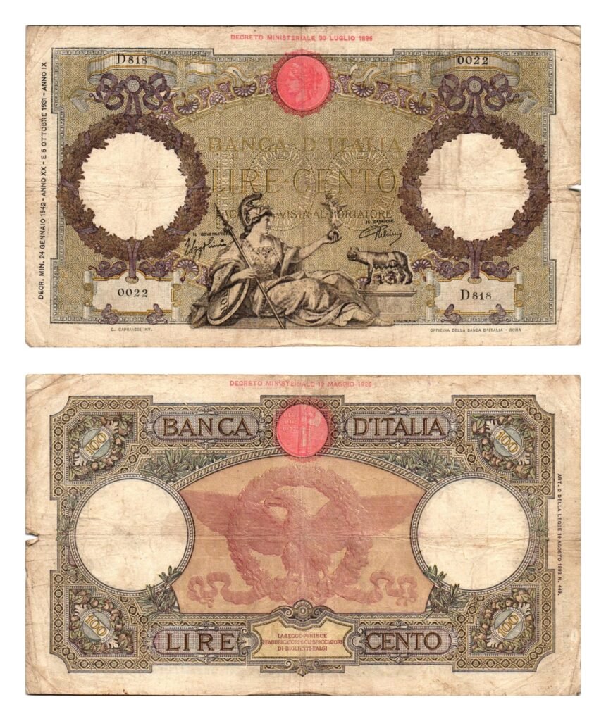 ITALY 100 lire 1942 / Date 24.01.1942 / VF-
