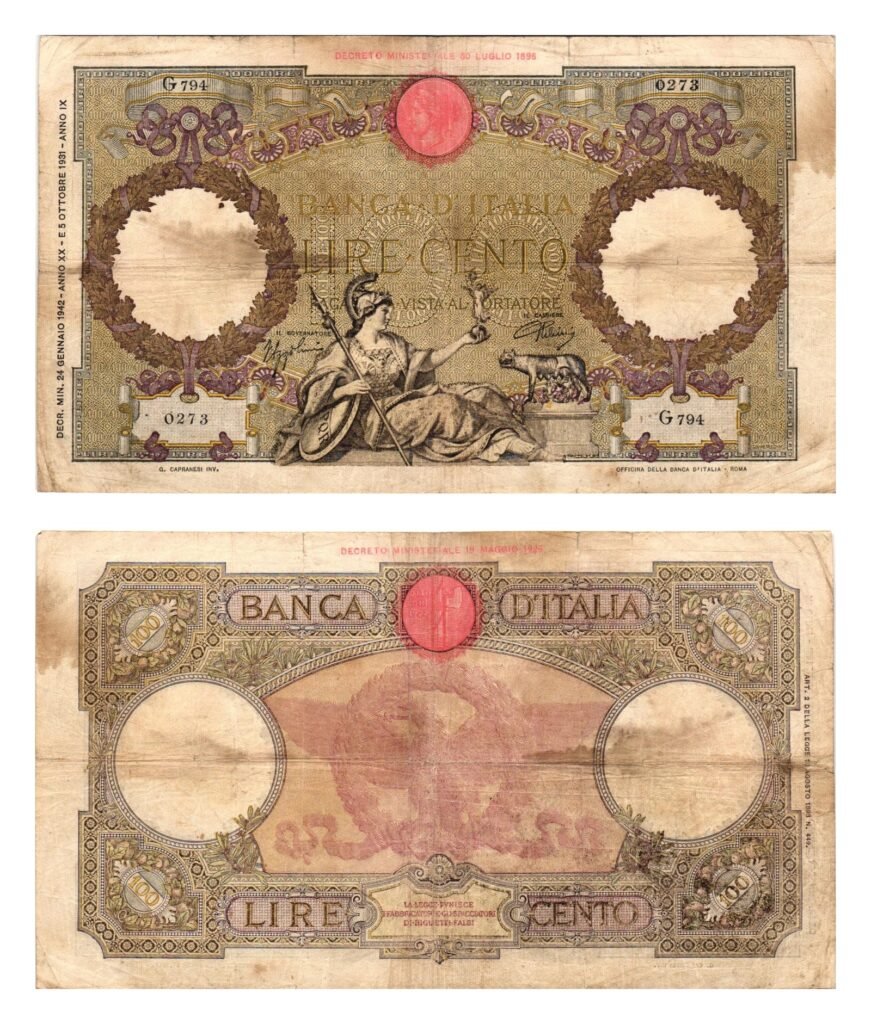 ITALY 100 lire 1942 / Date 24.01.1942 / VF-