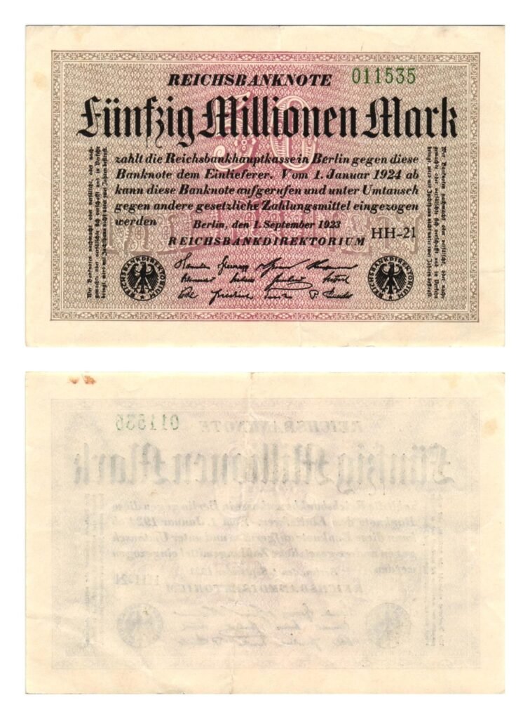 GERMANY 50 million mark 1923 / Weimar Republic / VF+
