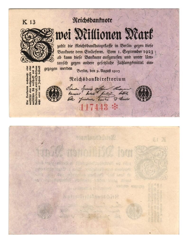 GERMANY 2 million mark 1923 / Weimar Republic / VF+