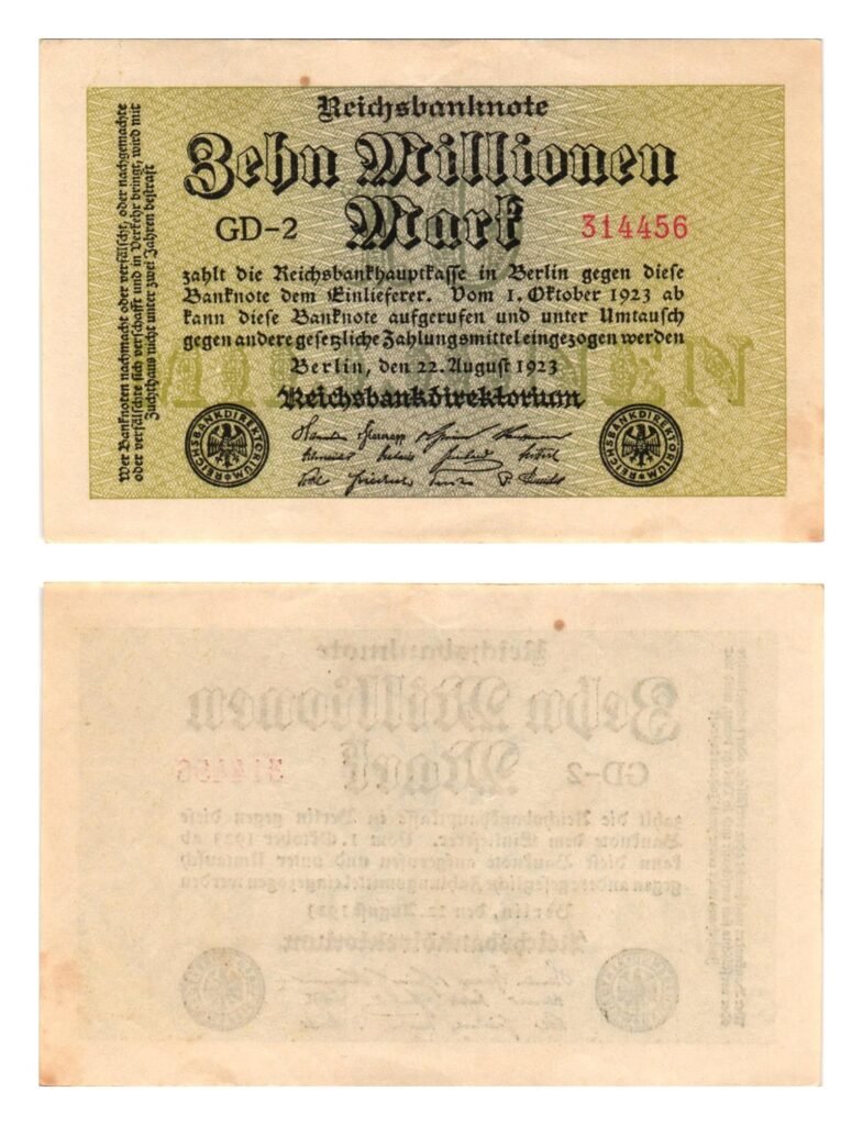 GERMANY 10 million mark 1923 / Weimar Republic / VF+