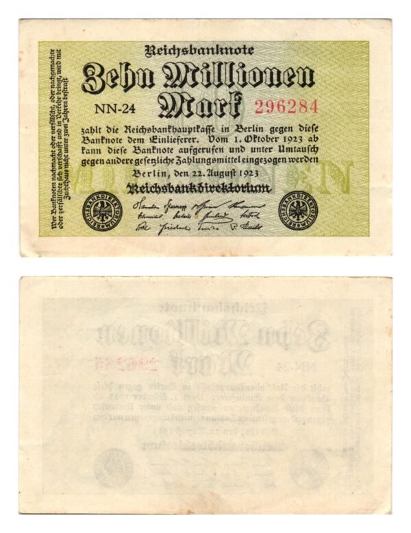 GERMANY 10 million mark 1923 / Weimar Republic / VF+