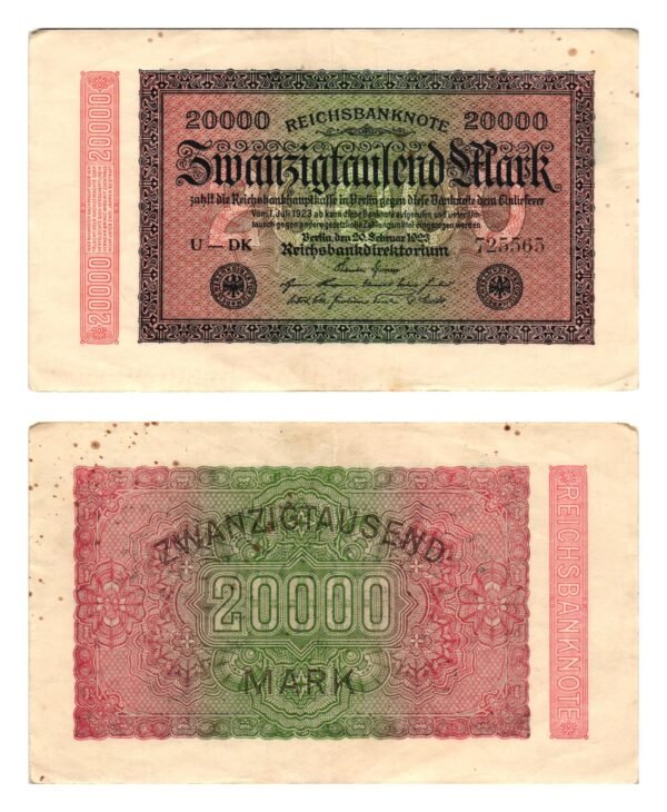 GERMANY 20000 mark 1923 / Weimar Republic / VF-