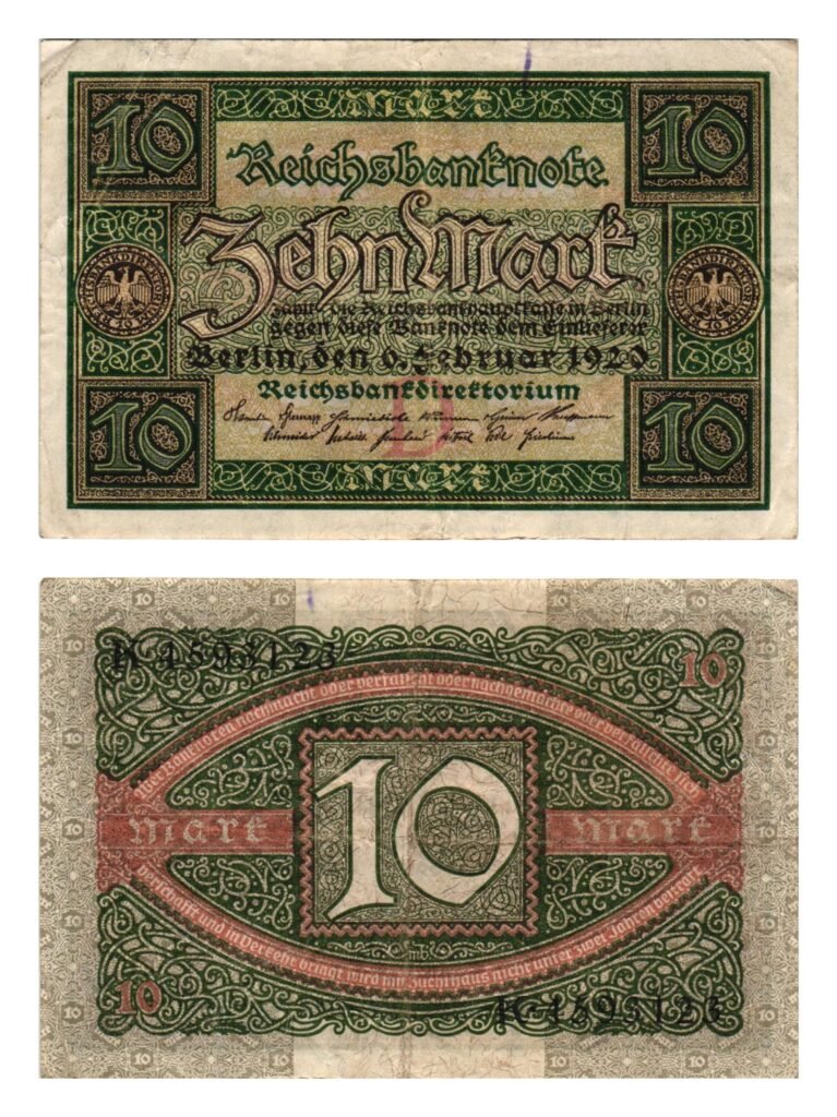 GERMANY 10 mark 1920 / Weimar Republic / VF-