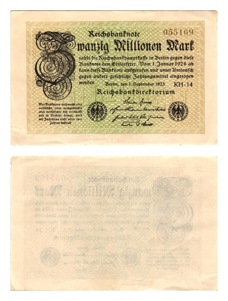 GERMANY 20 million mark 1923 / Weimar Republic / VF-