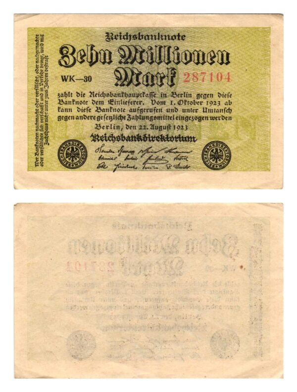 GERMANY 10 million mark 1923 / Weimar Republic / XF-