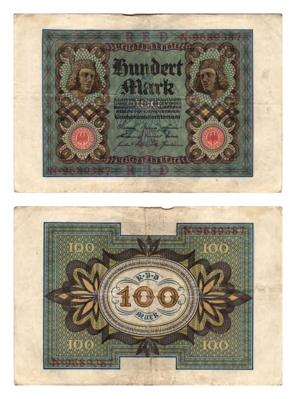 GERMANY 100 mark 1920 / Weimar Republic / Letter G / XF-