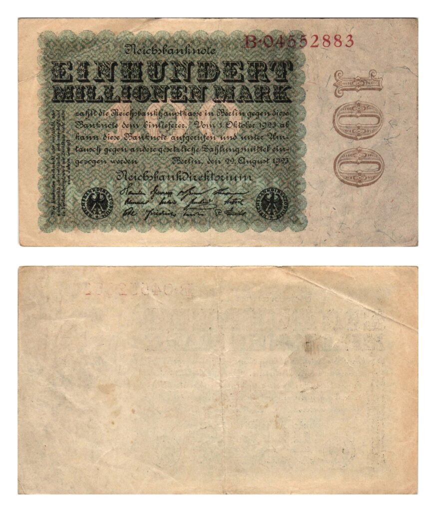 GERMANY 100 million mark 1923 / Weimar Republic / VF