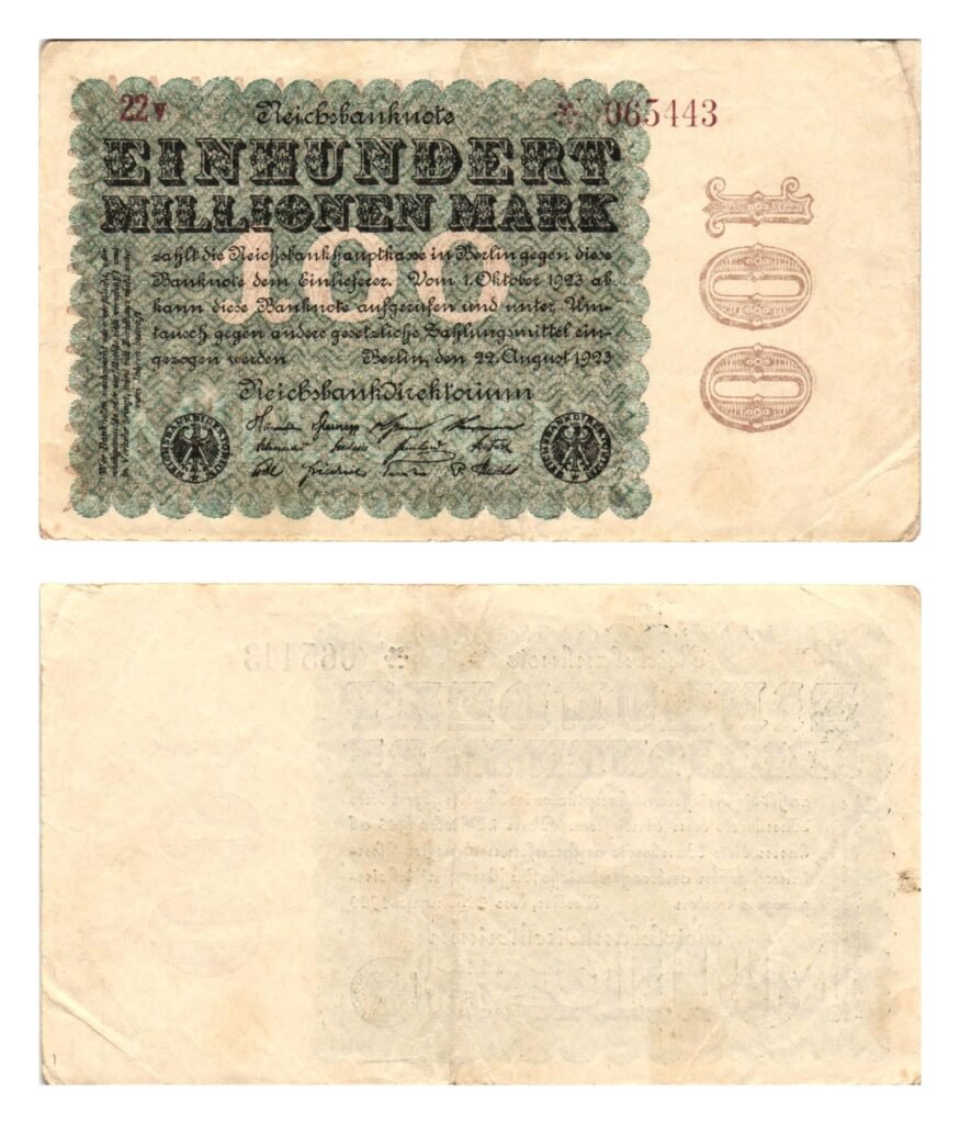 GERMANY 100 million mark 1923 / Weimar Republic / VF