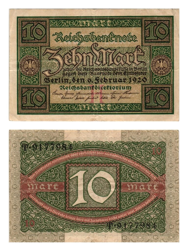 GERMANY 10 mark 1920 / Weimar Republic / VF