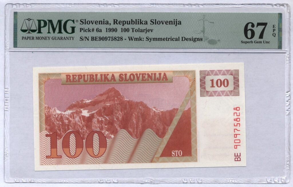 SLOVENIA 100 tolarjev 1990 PMG 67 EPQ