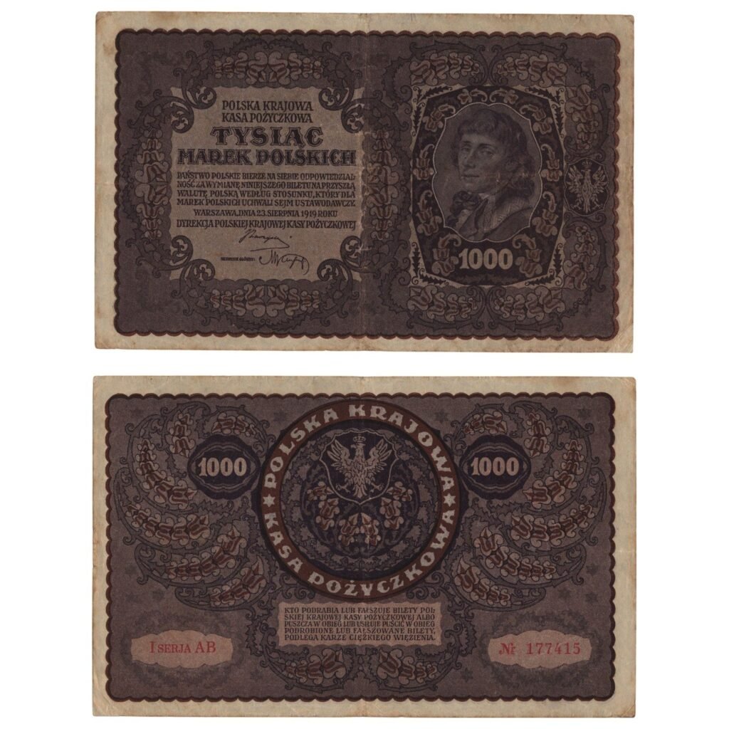 POLJSKA 1000 maraka 1919. / 1. serija - 2 slova / VF