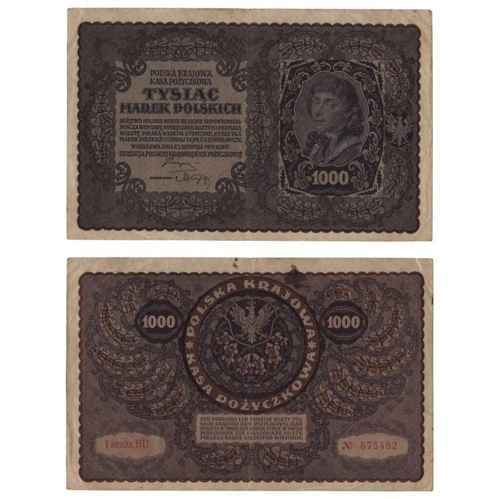 POLJSKA 1000 maraka 1919. / 1. serija - 2 slova / VF