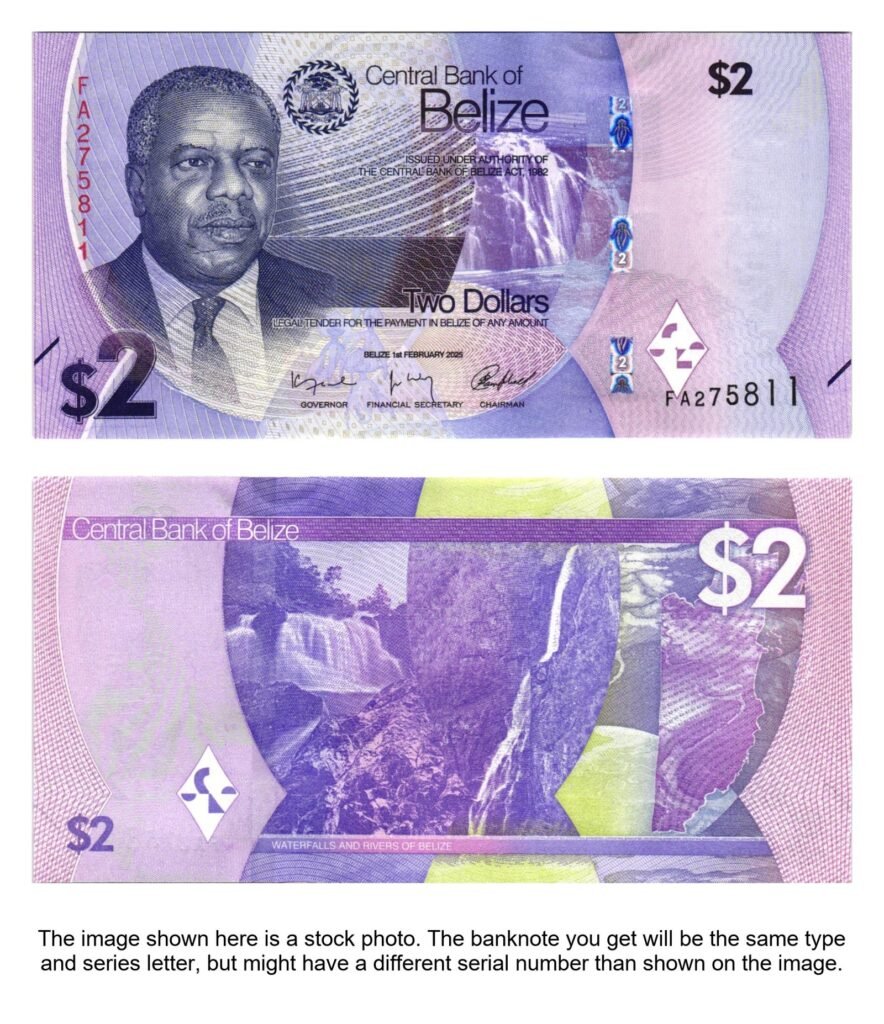 BELIZE 2 dollars 2025 UNC