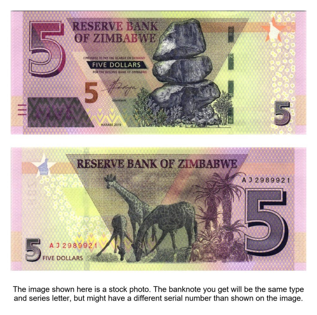 ZIMBABWE 5 dollars 2019 UNC