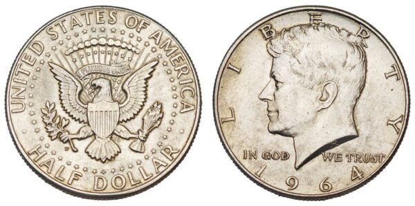 UNITED STATES OF AMERICA 1/2 dollar 1964D / Kennedy Half Dollar / Silver / XF