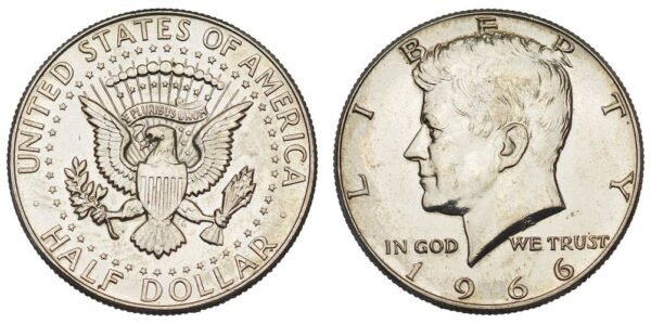 UNITED STATES OF AMERICA 1/2 dollar 1966 / Kennedy Half Dollar / Silver / XF