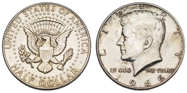 UNITED STATES OF AMERICA 1/2 dollar 1966 / Kennedy Half Dollar / Silver / XF