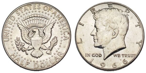 UNITED STATES OF AMERICA 1/2 dollar 1966 / Kennedy Half Dollar / Silver / XF