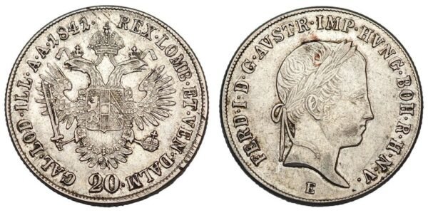 AUSTRIA 20 kreuzer 1841E / Silver / XF