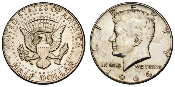UNITED STATES OF AMERICA 1/2 dollar 1966 / Kennedy Half Dollar / Silver / VF+