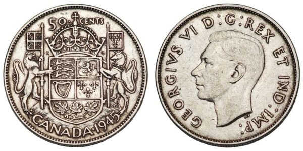 CANADA 50 cents 1945 / Silver / VF+