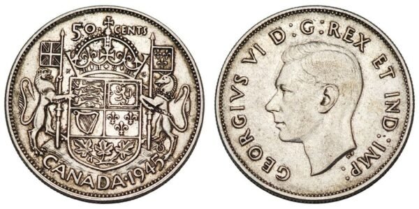 CANADA 50 cents 1945 / Silver / VF+