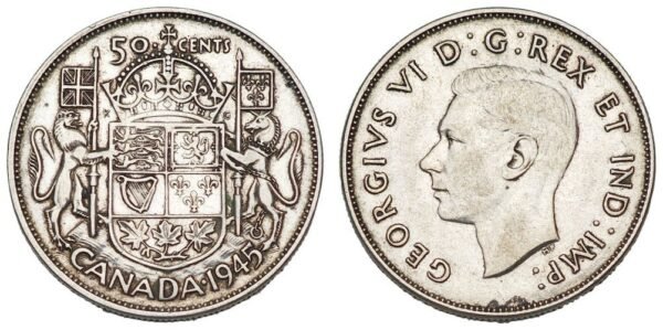 CANADA 50 cents 1945 / Silver / VF+