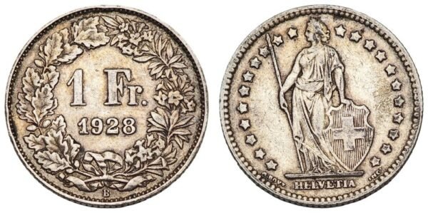 SWITZERLAND 1 franc 1928 / Silver / VF
