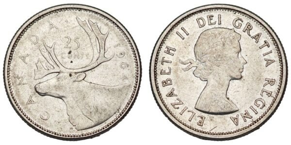 CANADA 25 cents 1964 / Silver / VF