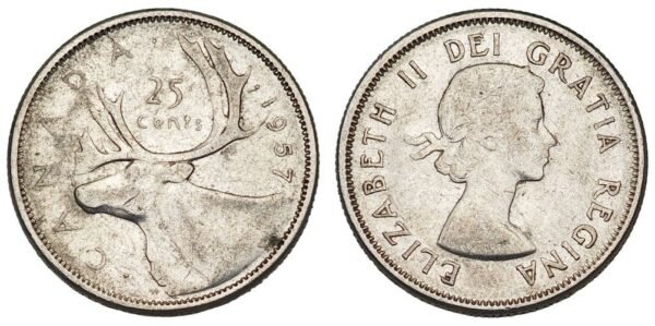 CANADA 25 cents 1957 / Silver / VF