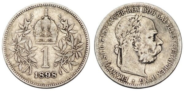 AUSTRIA 1 corona 1898 / Silver / VF