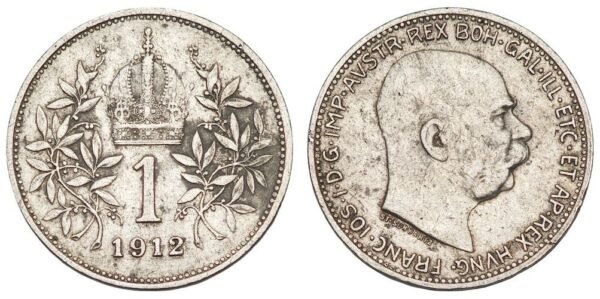 AUSTRIA 1 corona 1912 / Silver / VF