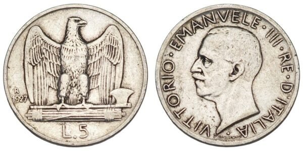 ITALY 5 lira 1927 / Silver / VF