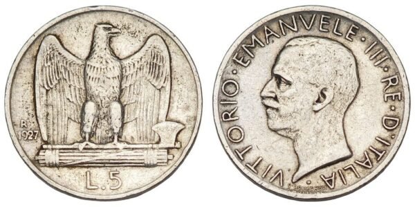 ITALY 5 lira 1927 / Silver / VF